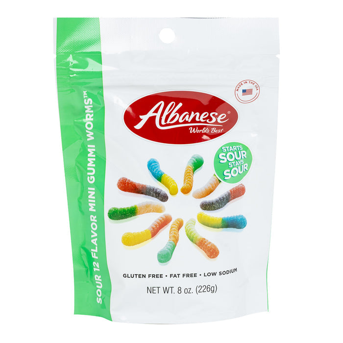 Albanese 12 Flavor Sour Mini Gummy Worms Candy - 6 Count