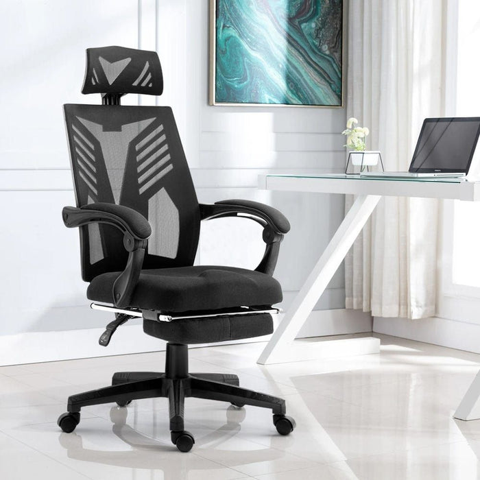Artiss Mesh Office Chair Recliner Black -Home Living Store - -