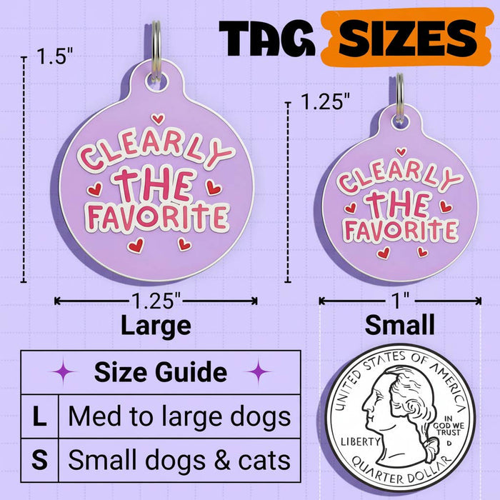 Bad Tags - Enamel Dog Tag w/ Digital ID - Clearly the Fave *Purple - Dog.Dog.Cat.