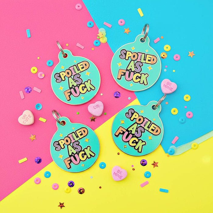 Spoiled As Fuck - Personalized Dog ID Tag w/ Scannable Code - Spoiled As Fuck - Dog.Dog.Cat.