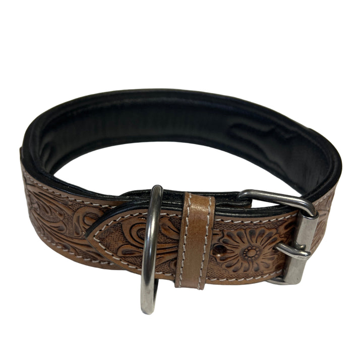 Carved and Beaded Leather Dog Collar AE9251 - Dog.Dog.Cat.