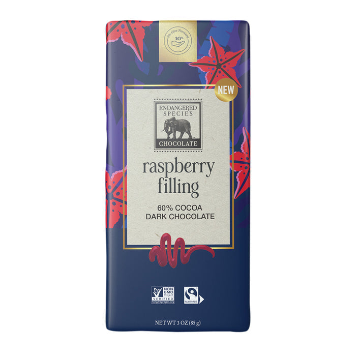 Endangered Species Dark Chocolate Raspberry Filled Candy Bars - 12 Count