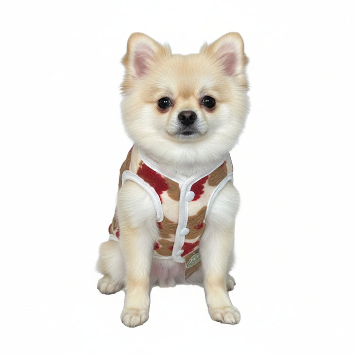 Floral Fuzzy Dog Vest Style Sweater with Leash Attachment - Dog.Dog.Cat.