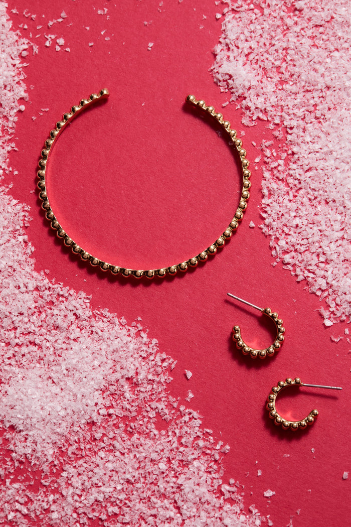 Gold Beaded Cuff Bracelet