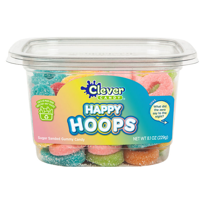 Happy Hoops Sour Gummy Loops Candy Tubs - 12 Count