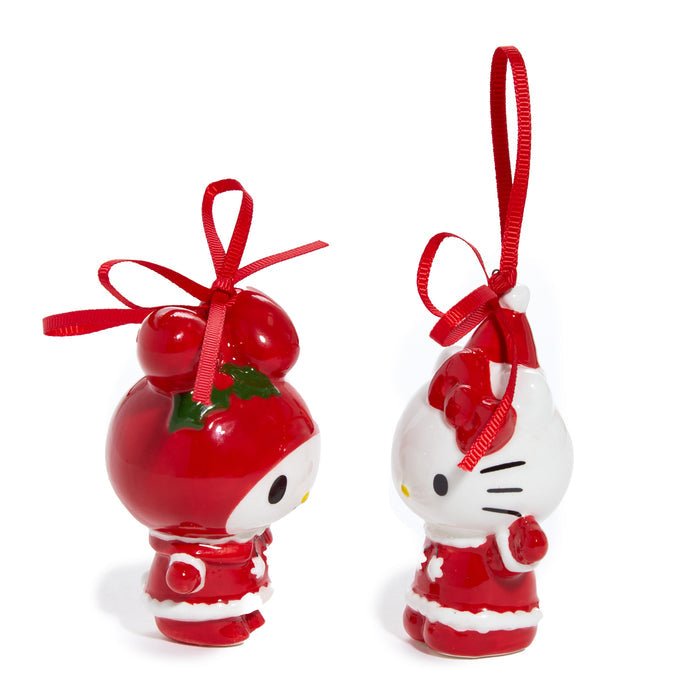 Hello Kitty and My Melody 2-pc Holiday Ceramic Ornament Set (Santa Suit) Seasonal Blue Sky Clayworks