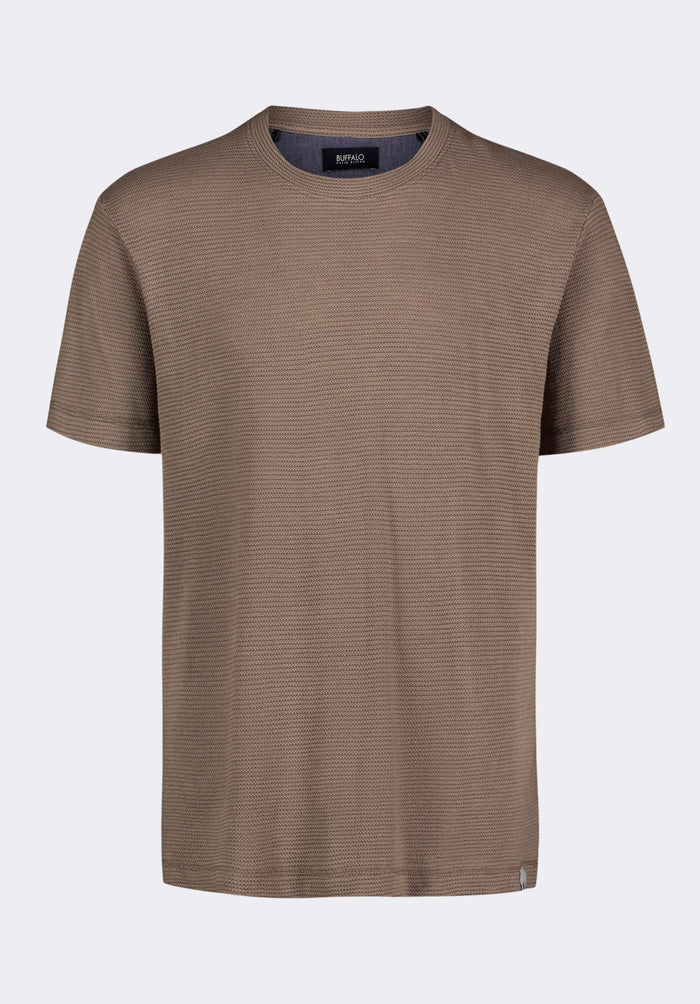 Buffalo Men Tops Beige Knit Knit Long Sleeve Waffle Knit Regular Fit