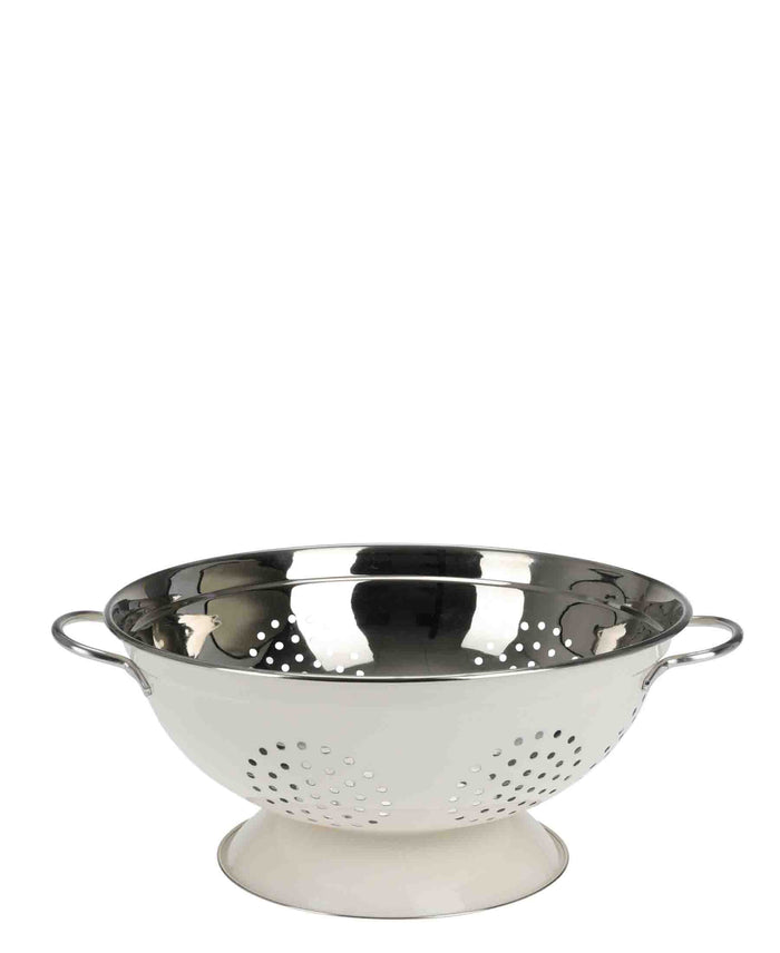 Kitchen Life 28cm Stainless Steel Colander - Cream