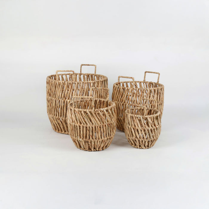 LILY Set of 4 Handwoven Water Hyacinth Storage Baskets