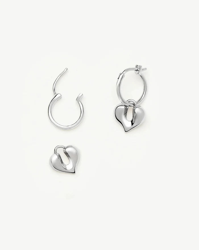 Molten Heart Charm Hoop Earrings | Sterling Silver Earrings Missoma
