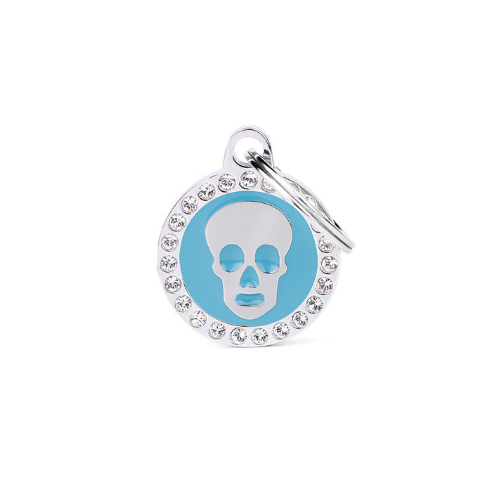 Glam Skull Light Blue ID Tag - MyFamily - Dog.Dog.Cat.