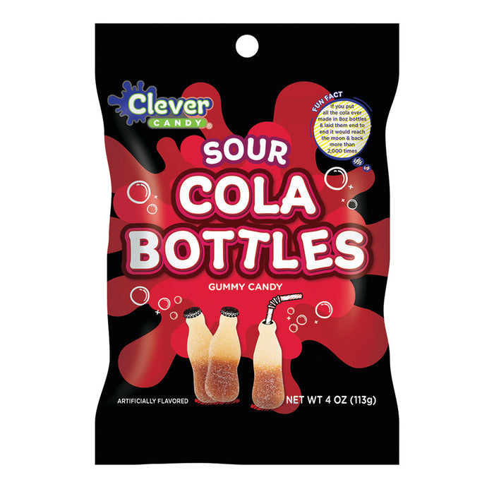 Sour Cola Bottle Gummy Candy Peg Bag - 12 Count