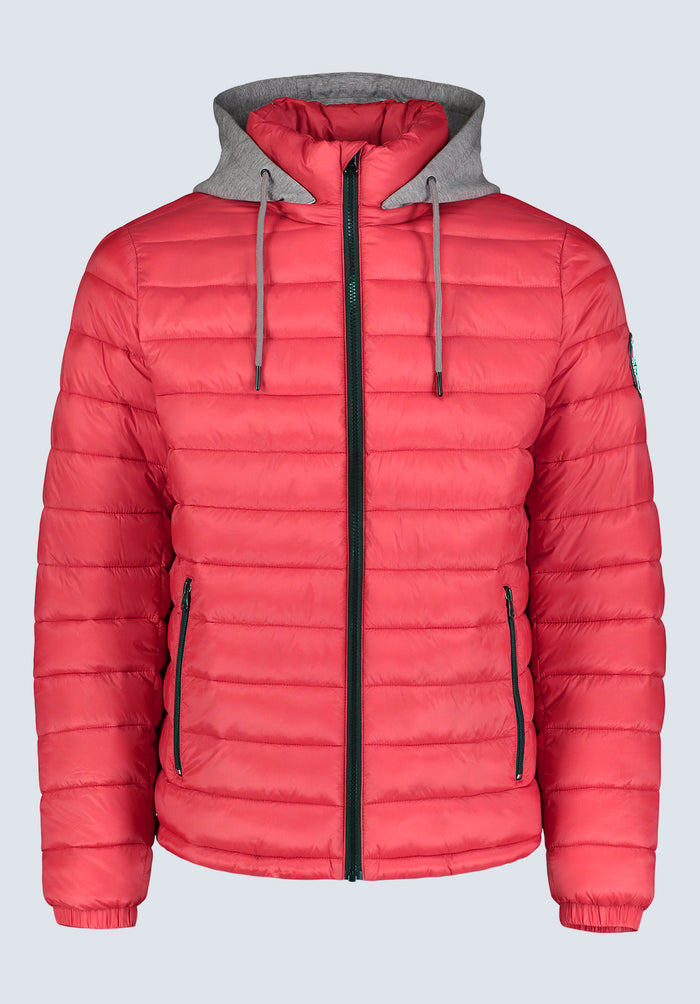 Buffalo Men Jackets Red Woven Puffer Easy-Care Styling Versatile Everyday Wear