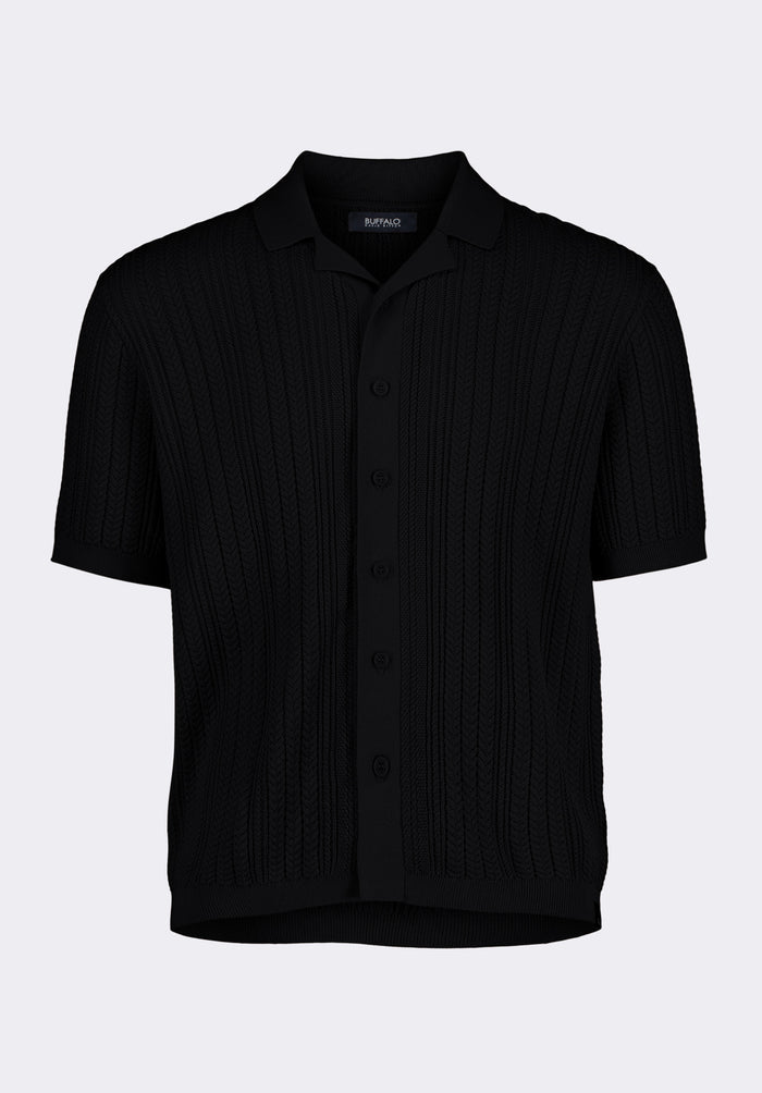Buffalo Men Sweaters Black Knit Sweaters Short-Sleeve Silhouette Cozy Sweater Knit
