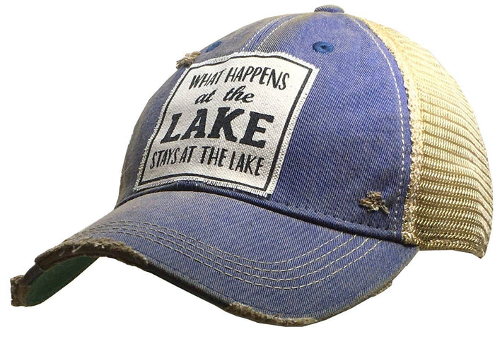 What Happens At The Lake Stays At The Lake Trucker Cap Hat - Dog.Dog.Cat.