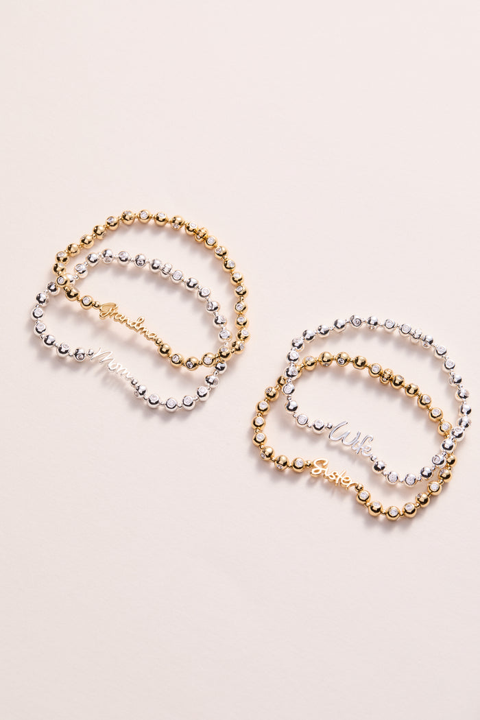 Wife Elongated Crystal Stretch Bracelet