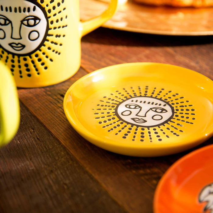 Speckle and Spot by Ore’ Originals - Mini Pet Bowl or Coaster | Yellow Sun - Dog.Dog.Cat.