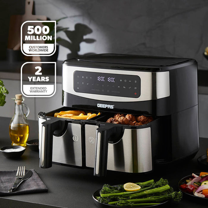 10-In-1 Digital Rapid Vortex Dual Basket Air Fryer 9L