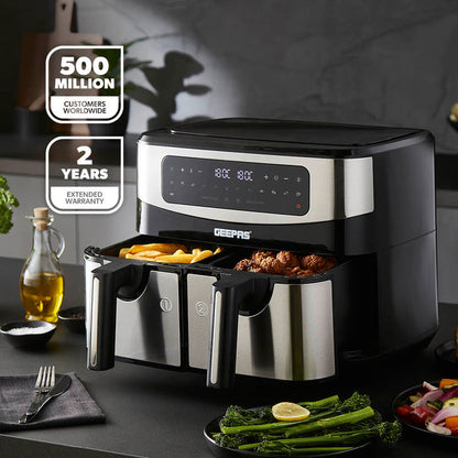 10-In-1 Digital Rapid Vortex Dual Basket Air Fryer 9L