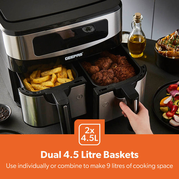 10-In-1 Digital Rapid Vortex Dual Basket Air Fryer 9L