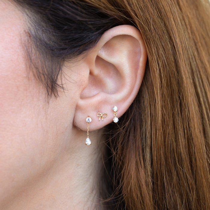 10k Solid Gold Allure Dangle Ball Back Stud