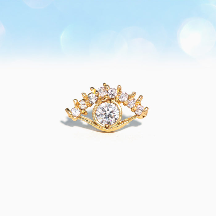 10k Solid Gold Evil Eye Ball Back Stud