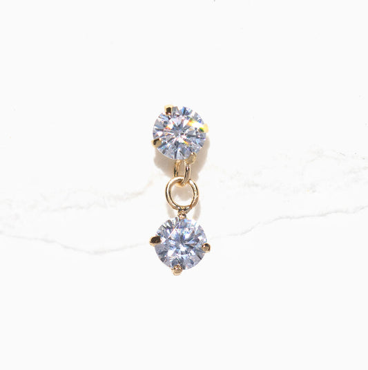 10k Solid Gold Starlit Dangle Ball Back Stud
