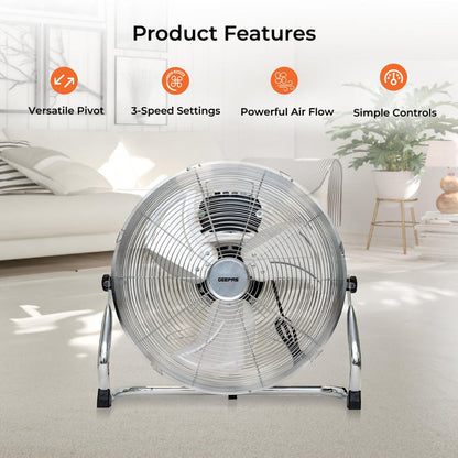 12" and 16" Three-Speed Electric Metal Floor Fan