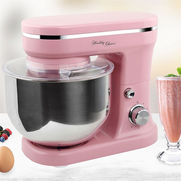 1200W Mix Master 5L Kitchen Stand Mixer w/Bowl/Whisk/Beater - Pink-#product_category#-Home Living Store