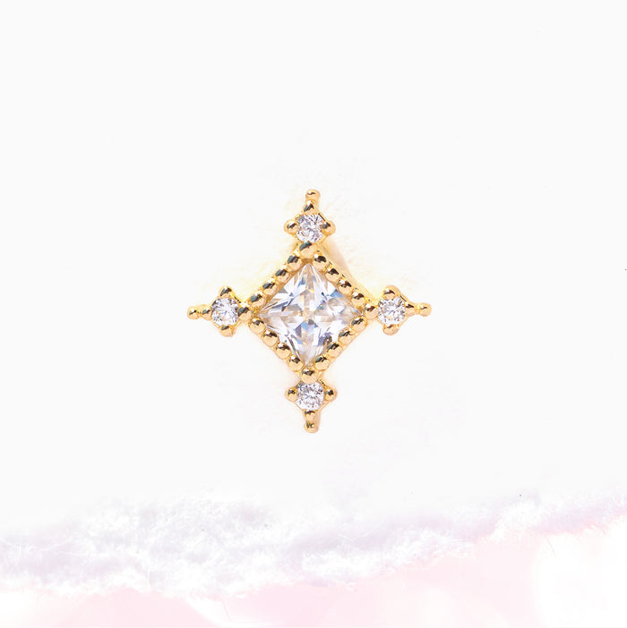 14k Solid Gold Diamond Stud