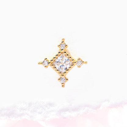 14k Solid Gold Diamond Stud