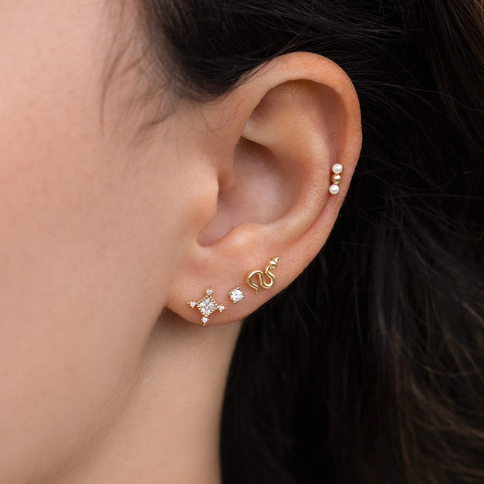 14k Solid Gold Diamond Stud