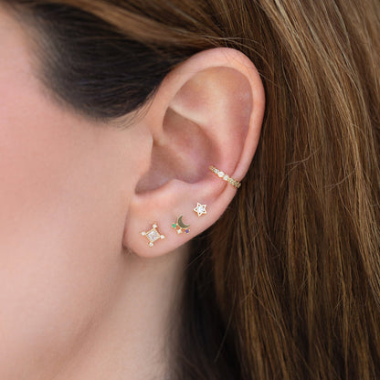 14k Solid Gold Diamond Stud