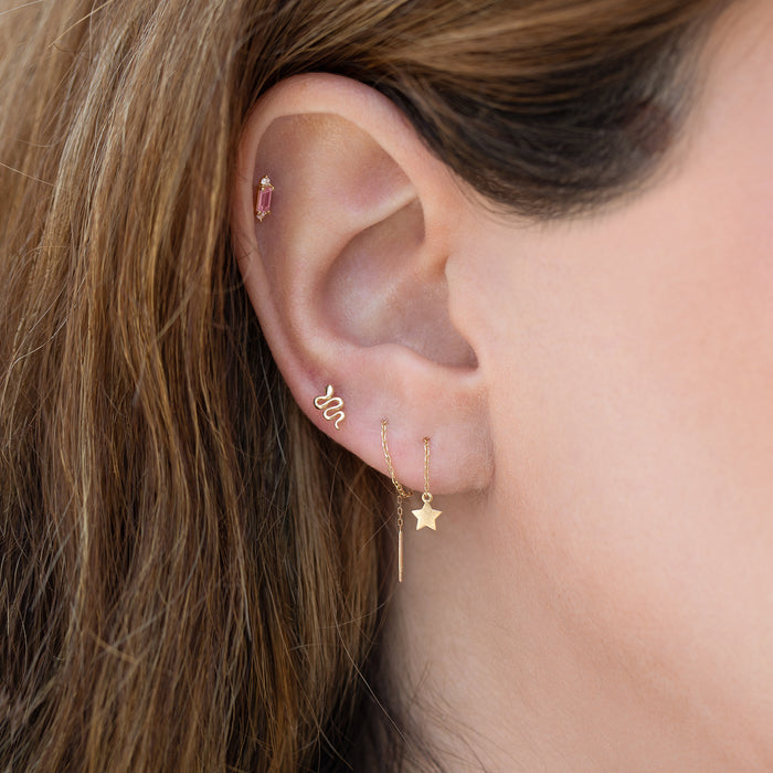 14k Solid Gold Serpent Stud