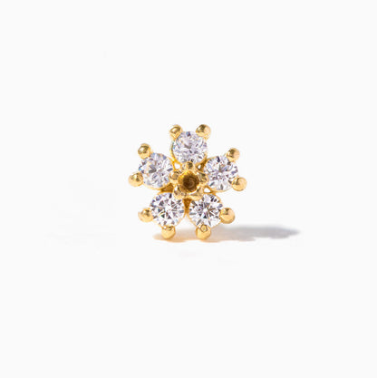 14k Solid Gold Tiny Flower Stud