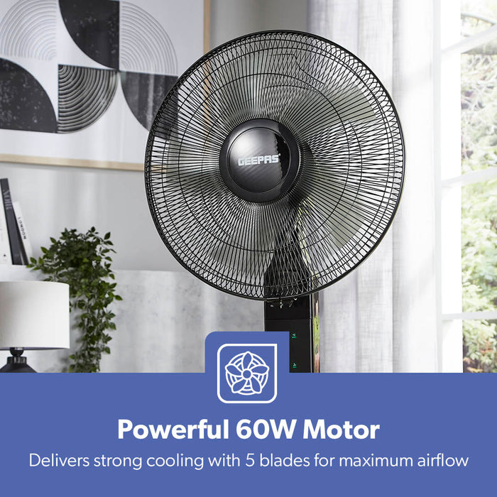 16" Portable Black Remote Controlled Pedestal Fan