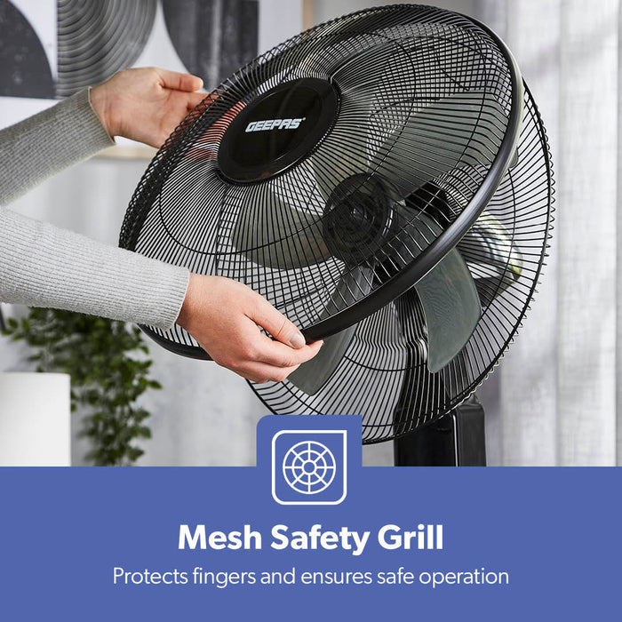 16" Portable Black Remote Controlled Pedestal Fan