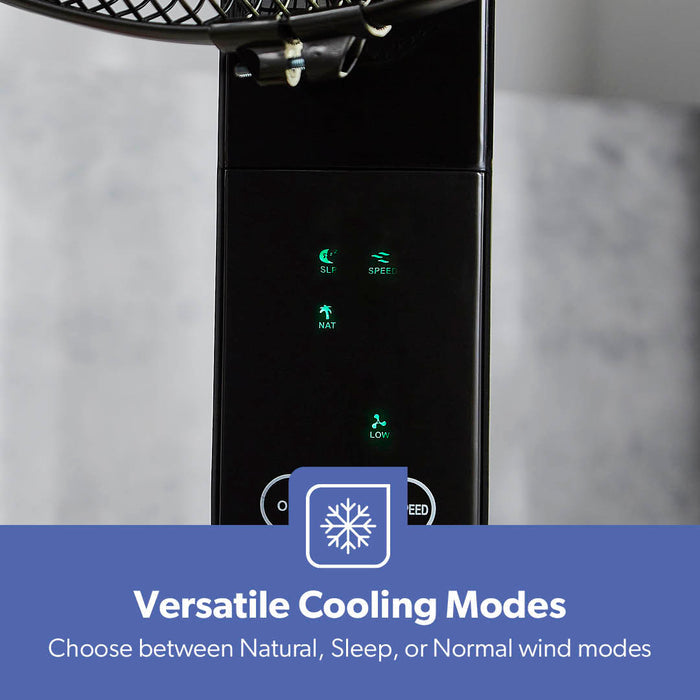 16" Portable Black Remote Controlled Pedestal Fan