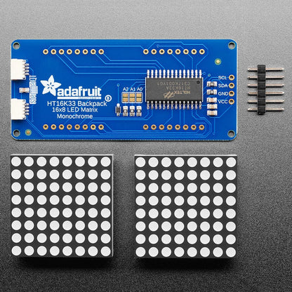 16 x 8 1.2" LED Matrix + Backpack - Ultra Bright Round Red LEDs by Adafruit - The Pi Hut