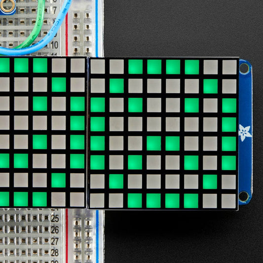 16 x 8 1.2" LED Matrix + Backpack - Ultra Bright Square Green LEDs by Adafruit - The Pi Hut