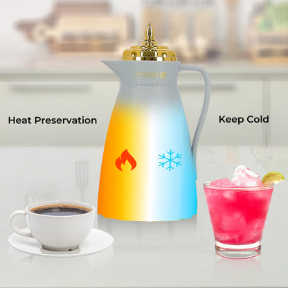 1L Airtight 'Stormy Grey' Glass Thermos Jug Flask