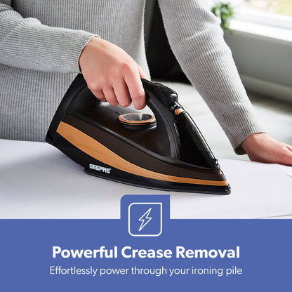 2-In-1 Black and Gold Vertical Or Burst Cordless Steam Iron