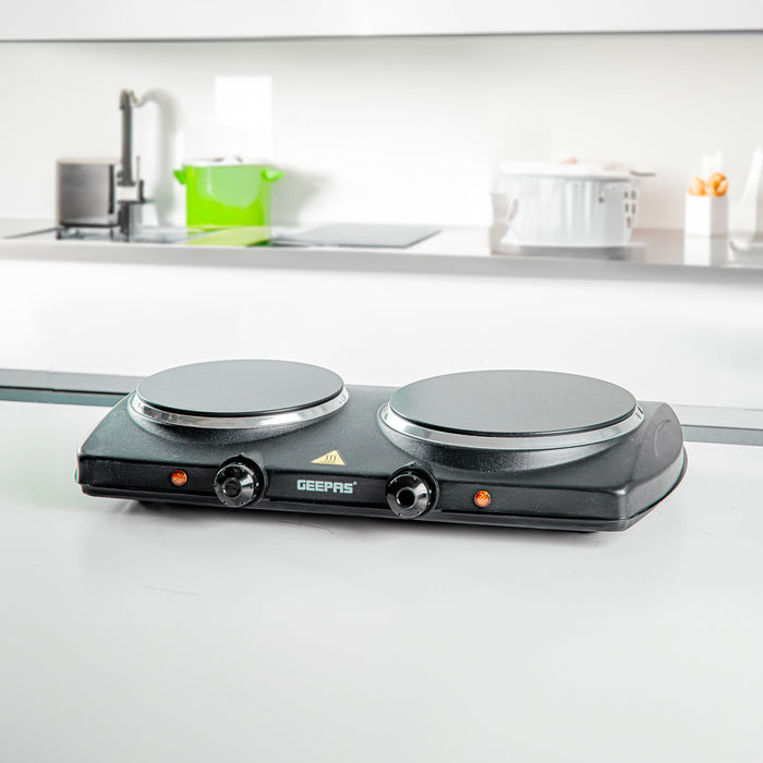2000W Black Double Burner Portable Ceramic Hot Plate