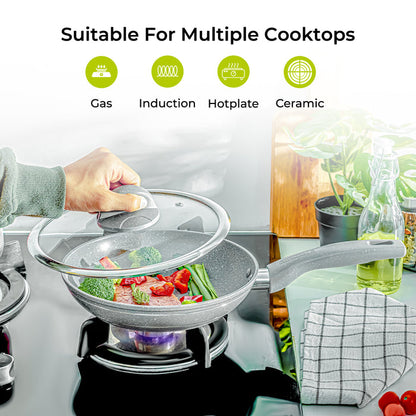26cm Aluminium Non-Stick Frying Pan with Glass Lid