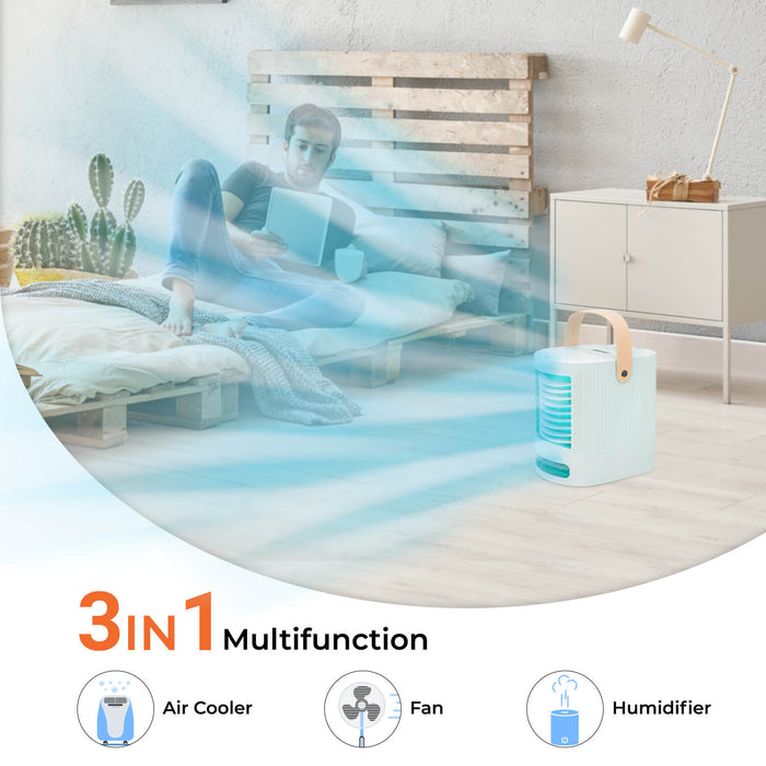 4-in-1 Mini Air Cooler and Humidifier With LED Light