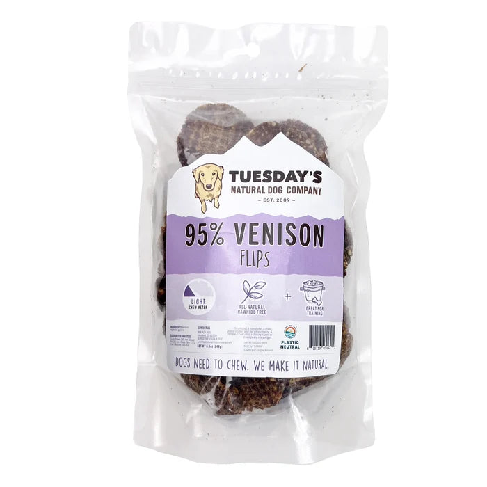 95% Meat Flips-Venison : 8.5 oz - Dog.Dog.Cat.