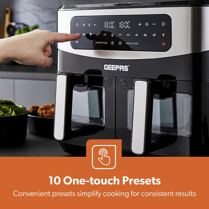 9L Twin XL Vortex Dual Basket Air Fryers Rapid - Digital Touchscreen