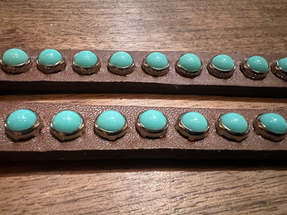 RN Design Dog Collar Chestnut / Turquoise 1/2" Width - Dog.Dog.Cat.