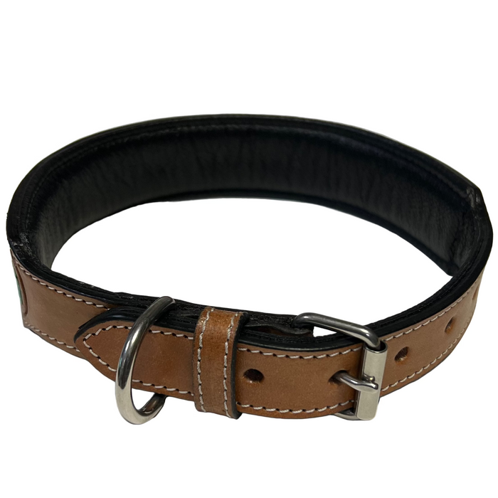 Carved and Beaded Leather Dog Collar AE9214 Gold - Dog.Dog.Cat.