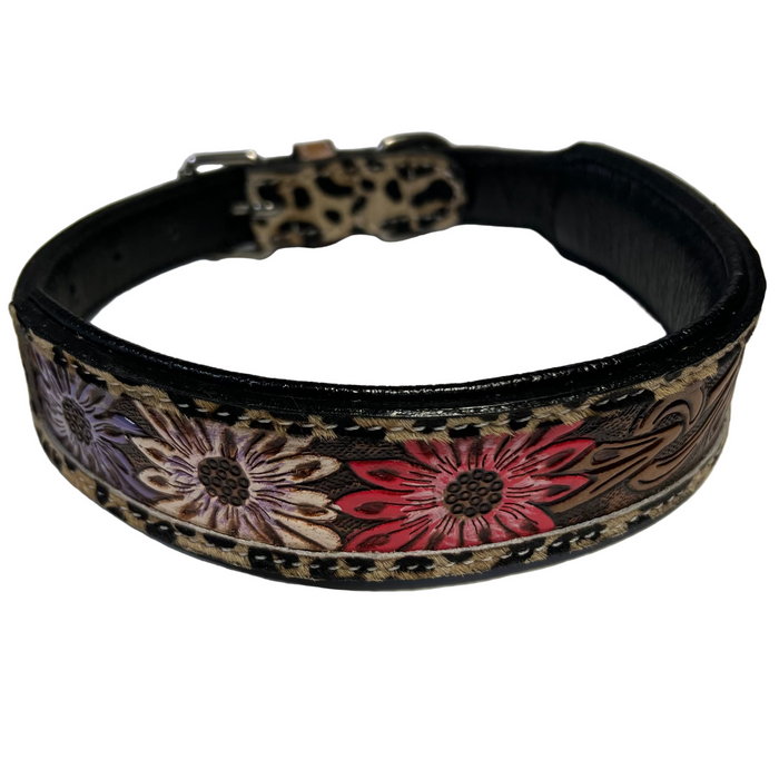 Carved and Beaded Leather Dog Collar AE9233 - Dog.Dog.Cat.